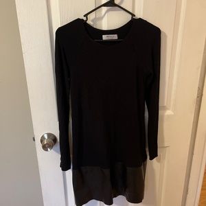 Black Dress with Leather Trim